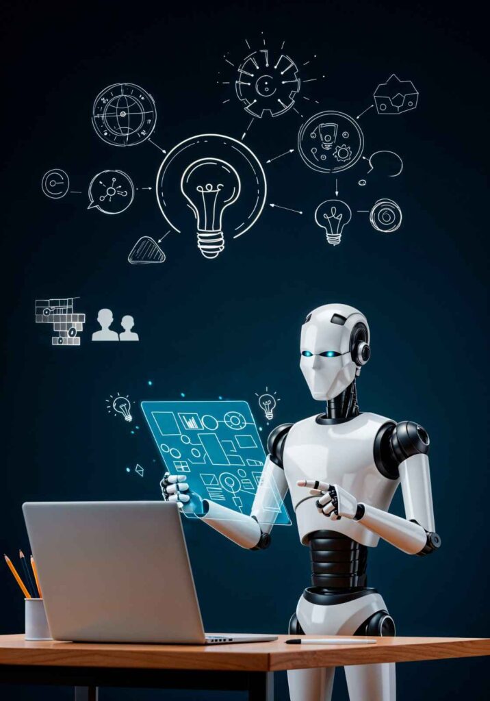 ai robot analyzing data with futuristic interface 1