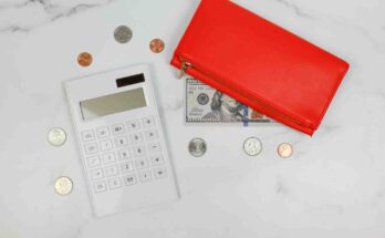 Calculator, wallet and cashused for budgeting and saving money on the low income