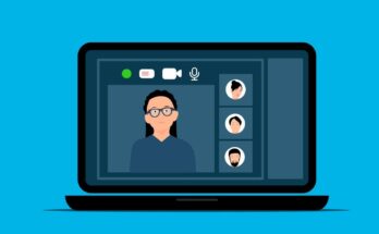 Person participating in an online virtual meeting.